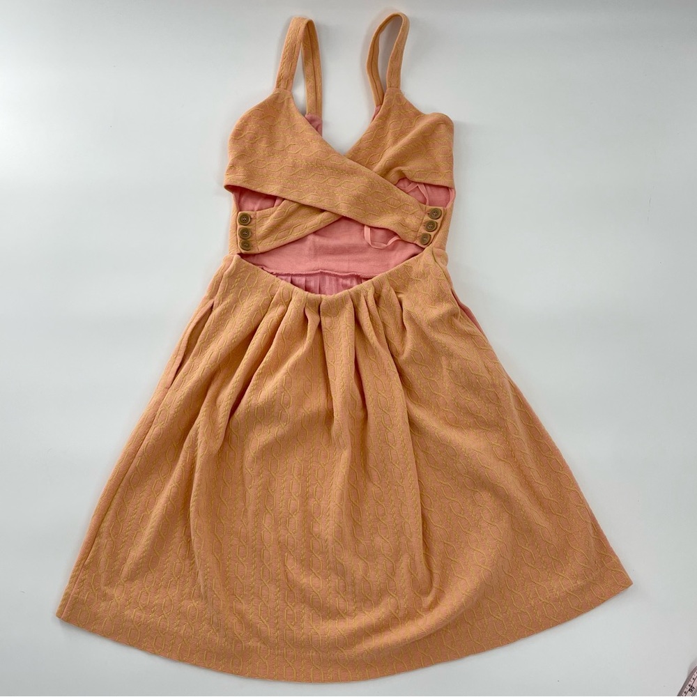 Anthropologie Post Stamp 9-h15 stcl Peek A Boo Back Orange and Pink Mini dress - Picture 1 of 12